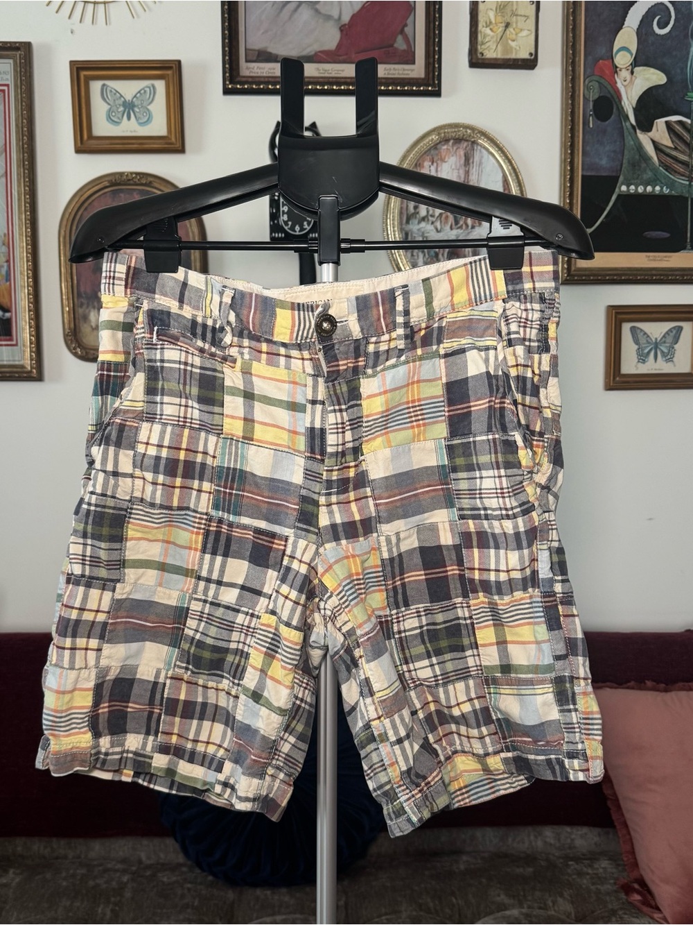 Y2K Vintage American Eagle Men's Multicolor Plaid Cargo Shorts